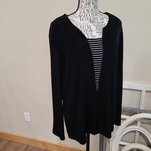 chicos travelers‎ Women's SZ 3 or US SZ XL black slinky knit long sleeve top